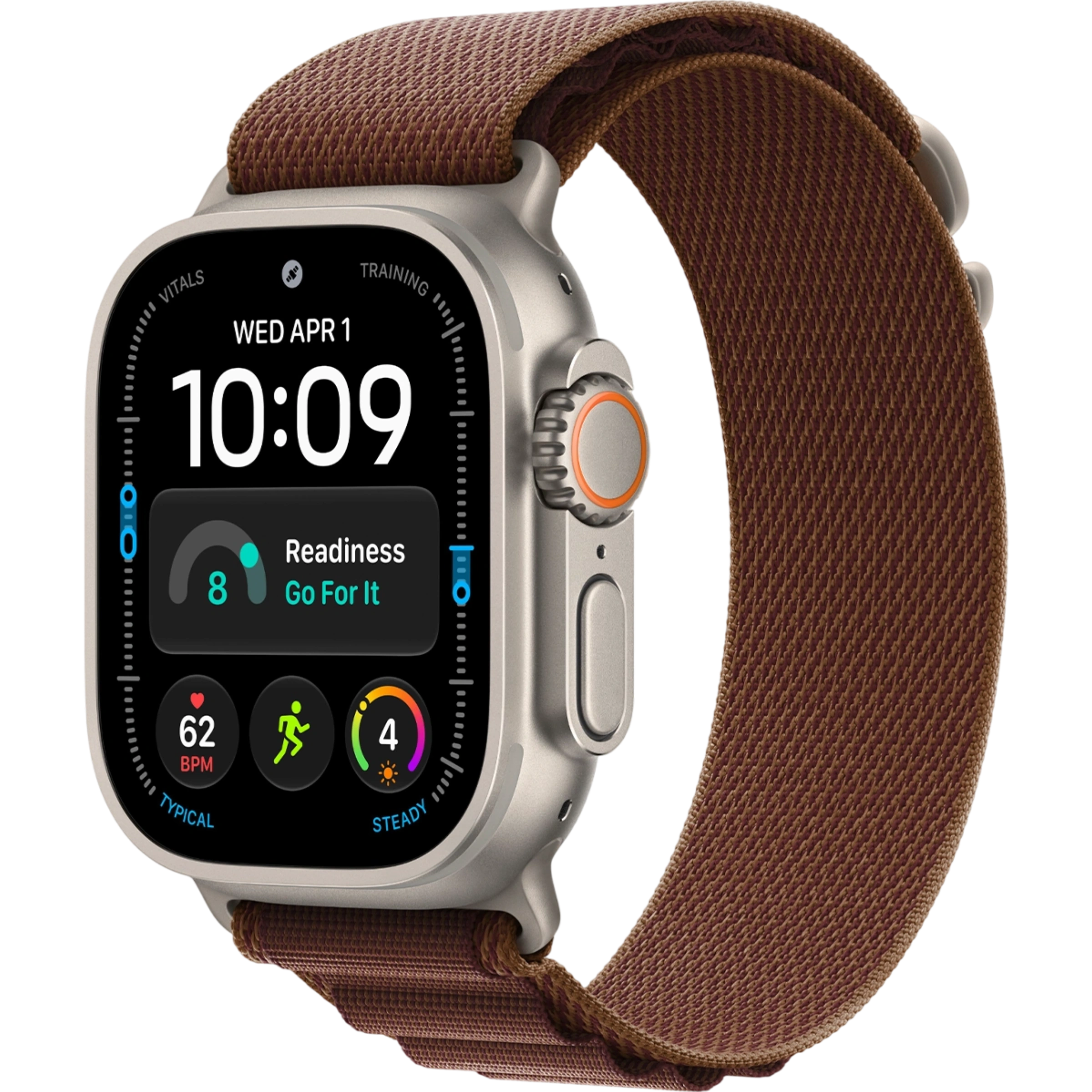 Apple Watch Ultra 4 GPS + Cellular 49mm Natural Titanium Case with Burgundy Alpine Loop - Medium (MJCR4+MK7E4)