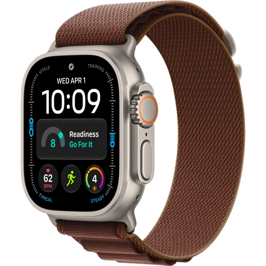 Apple Watch Ultra 4 GPS + Cellular 49mm Natural Titanium Case with Burgundy Alpine Loop - Medium (MJCR4+MK7E4)