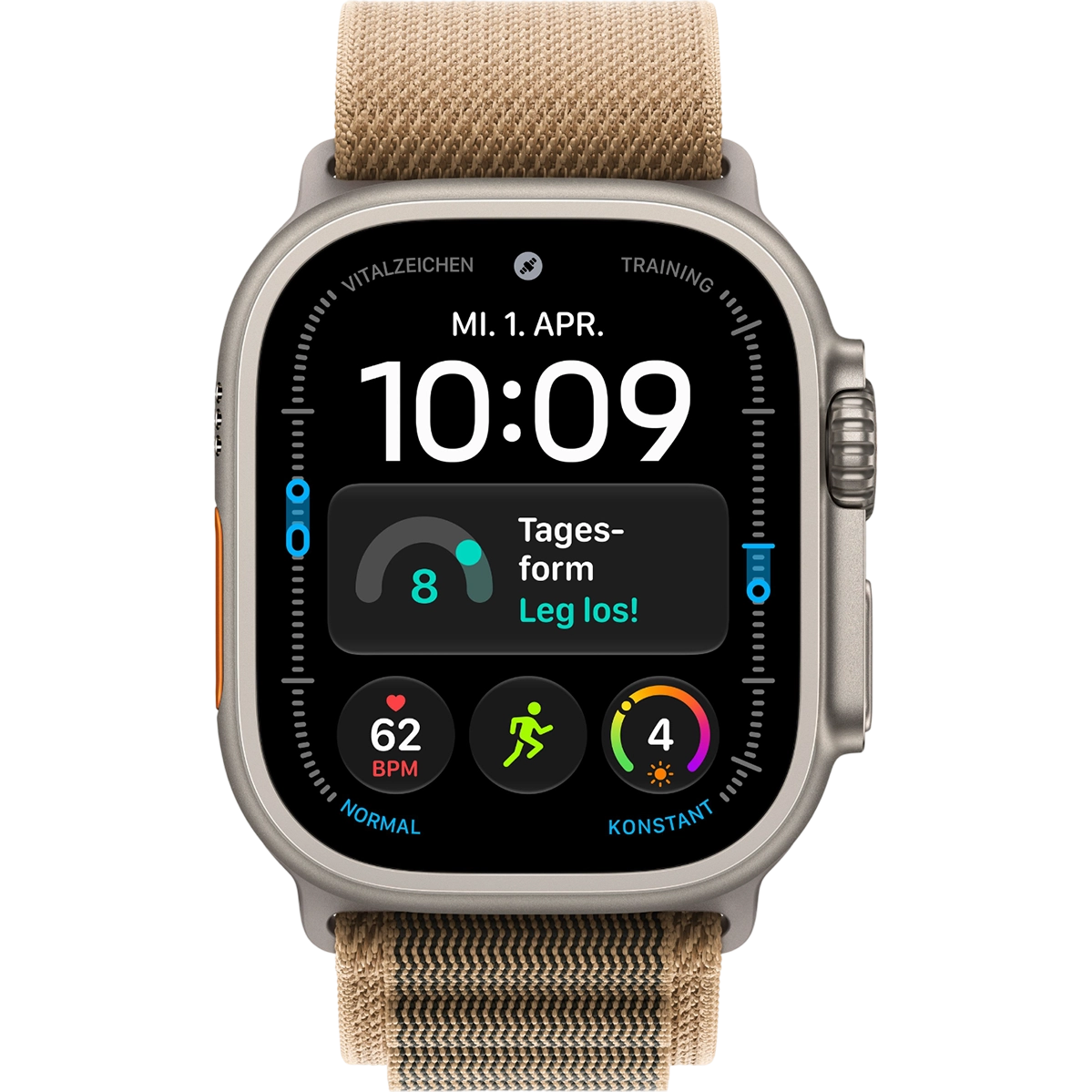 Apple Watch Ultra 4 GPS + Cellular 49mm Natural Titanium Case with Desert Alpine Loop - Large (MJAG4)