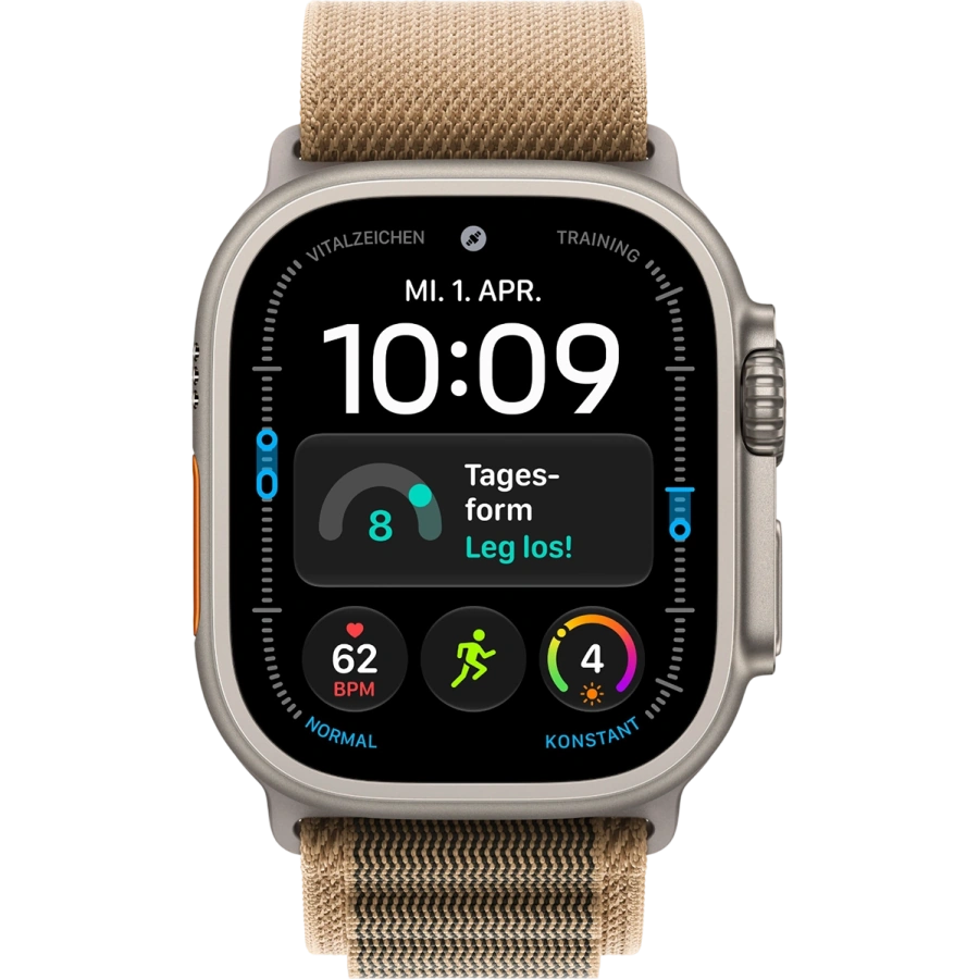 Apple Watch Ultra 4 GPS + Cellular 49mm Natural Titanium Case with Desert Alpine Loop - Large (MJAG4)