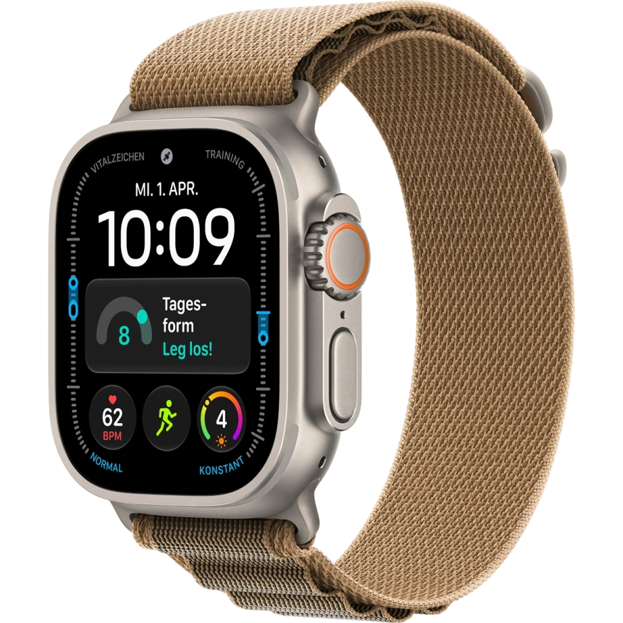 Apple Watch Ultra 4 GPS + Cellular 49mm Natural Titanium Case with Desert Alpine Loop - Large (MJAG4)