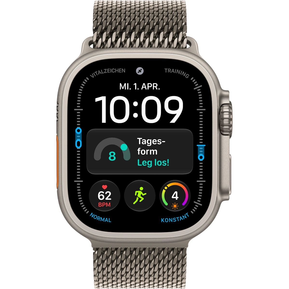 Apple Watch Ultra 4 GPS + Cellular 49mm Natural Titanium Case with Natural Titanium Milanese Loop - Large (MJAA4)