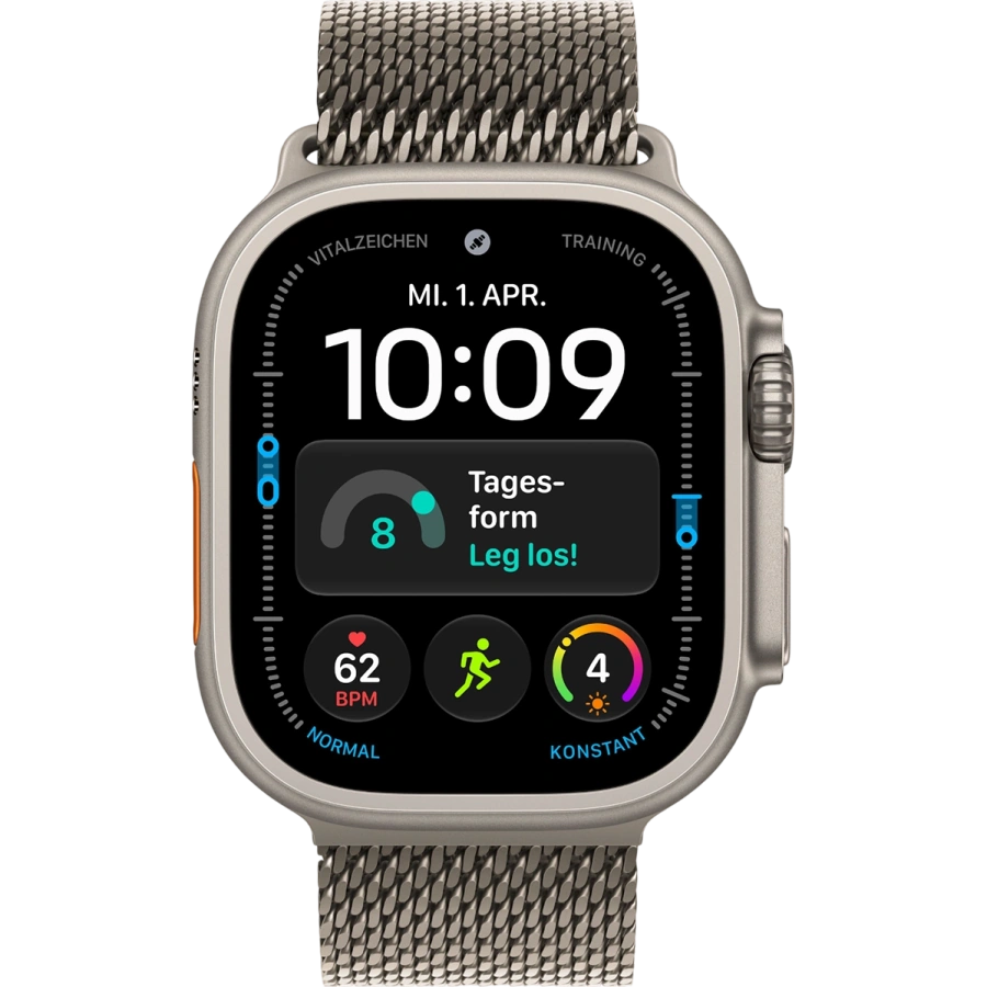 Apple Watch Ultra 4 GPS + Cellular 49mm Natural Titanium Case with Natural Titanium Milanese Loop - Medium (MJA94)