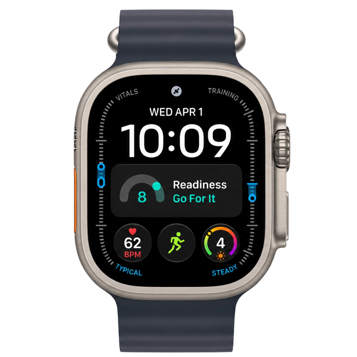 Apple Watch Ultra 4 GPS + Cellular 49mm Natural Titanium Case with Navy Ocean Band (MJCR4+MXTH3)