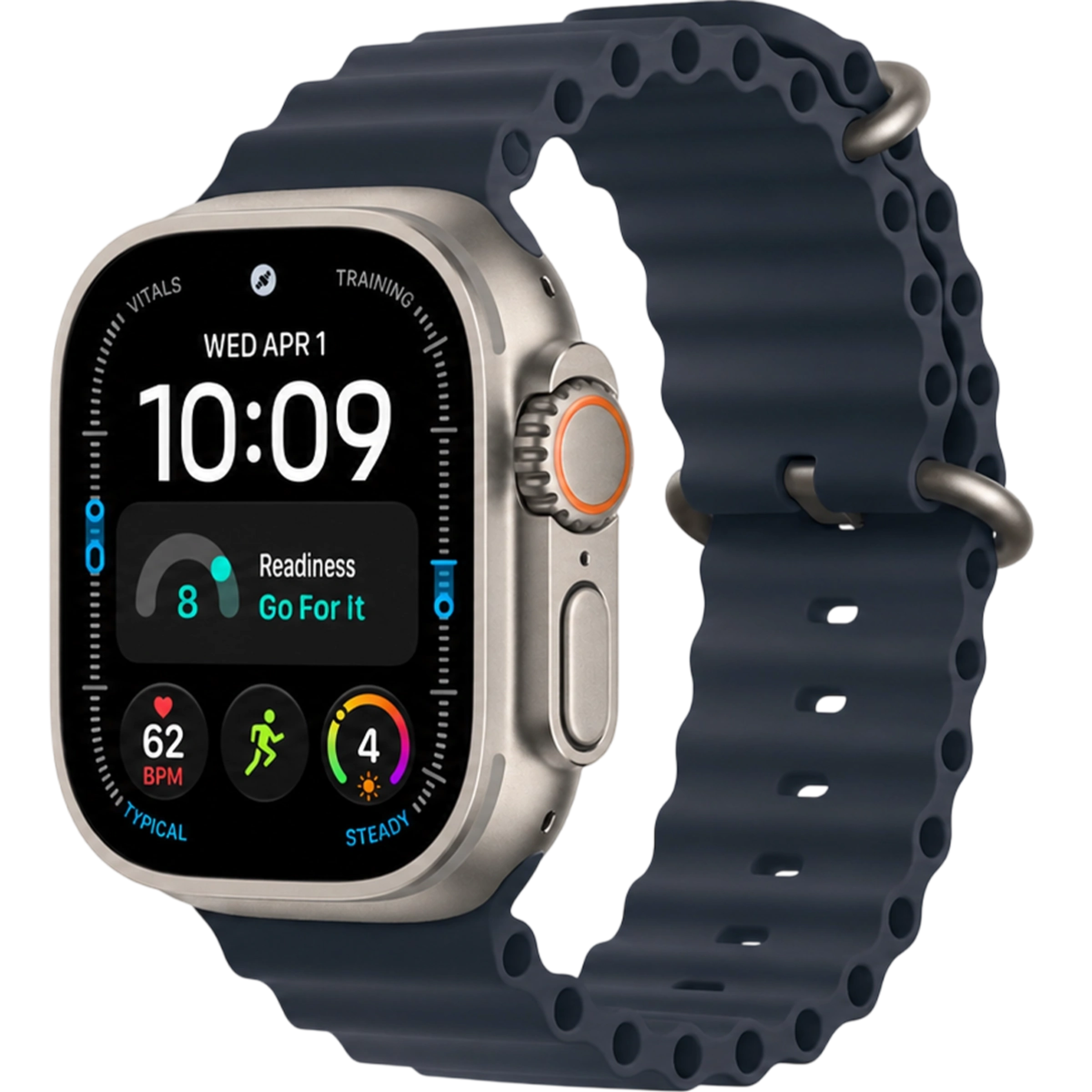Apple Watch Ultra 4 GPS + Cellular 49mm Natural Titanium Case with Navy Ocean Band (MJCR4+MXTH3) Apple Watch Ultra 4 GPS + Cellular 49mm Natural Titanium Case with Navy Ocean Band (MJCR4+MXTH3)