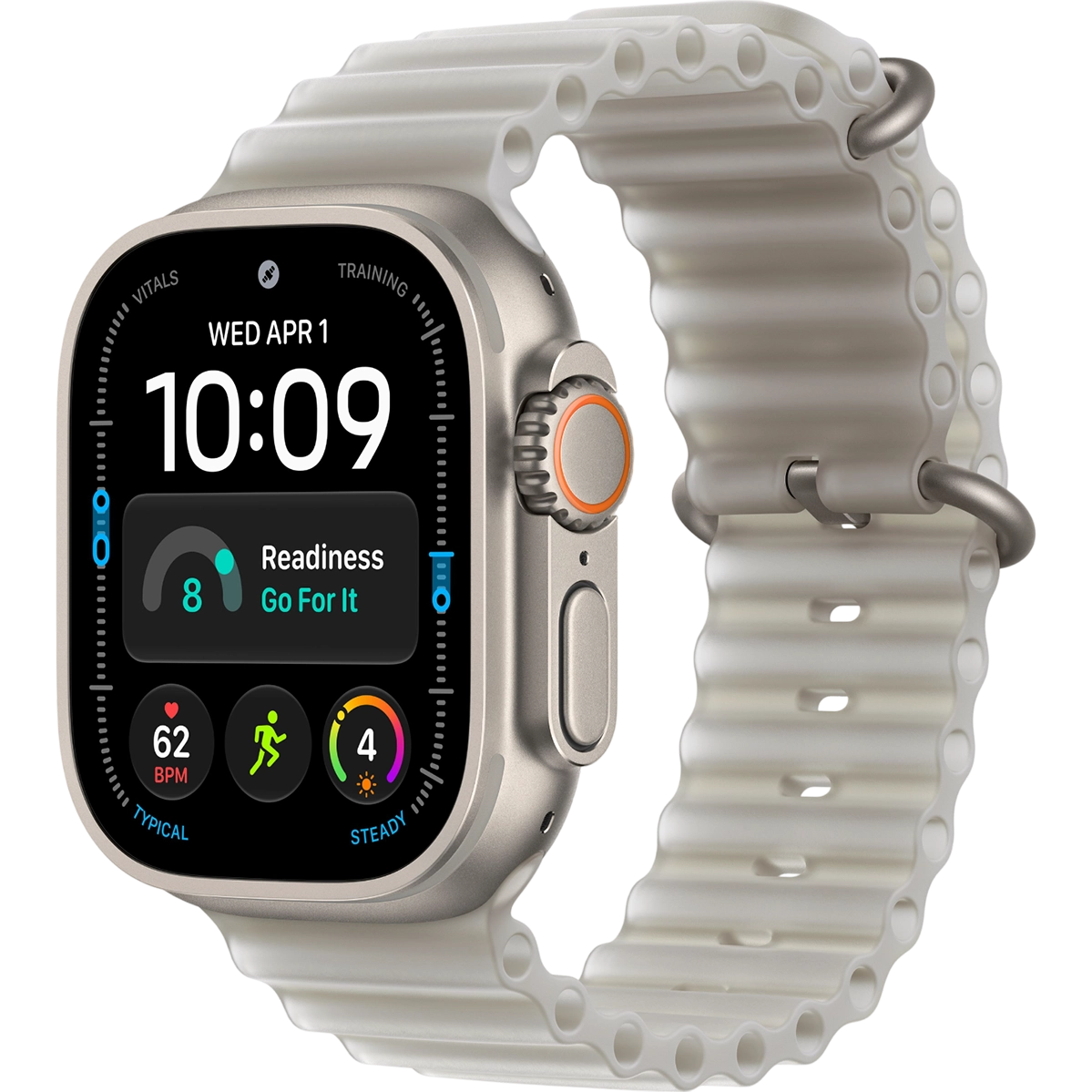 Apple Watch Ultra 4 GPS + Cellular 49mm Natural Titanium Case with Translucent Gray Ocean Band (MJAD4)
