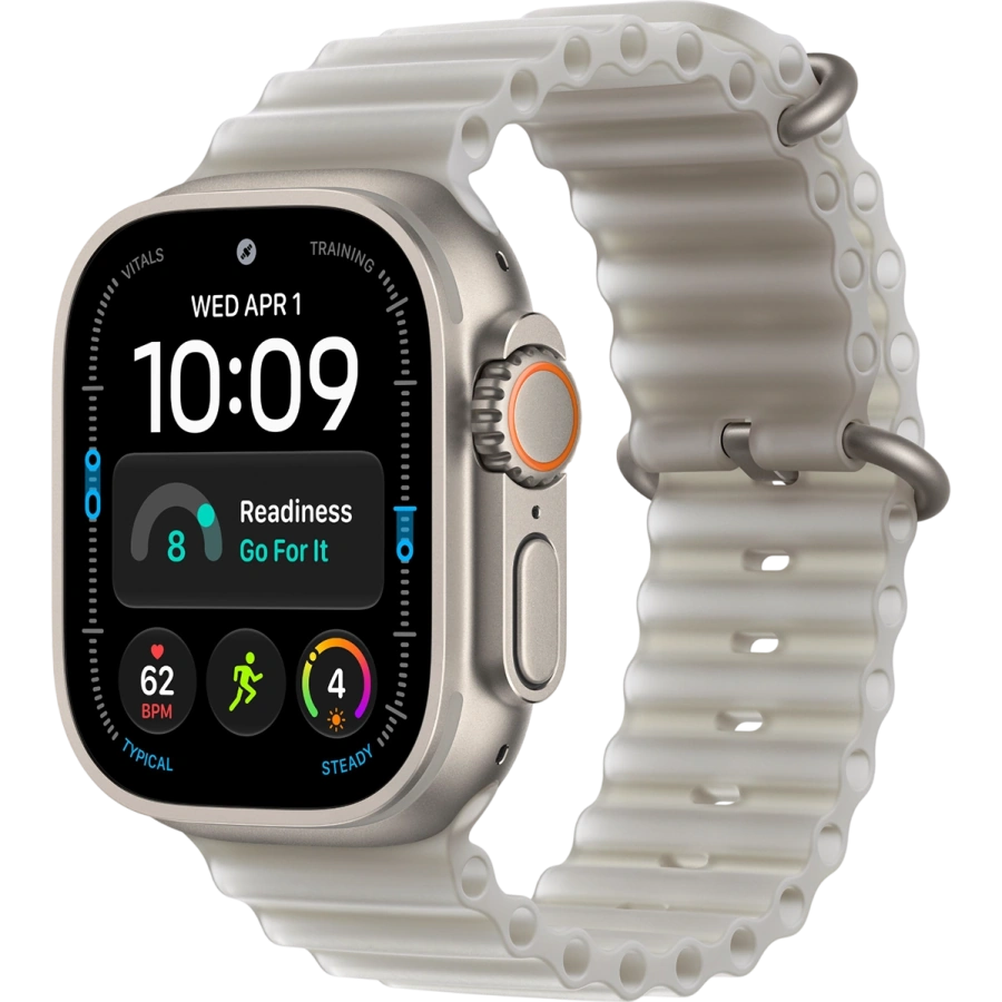 Apple Watch Ultra 4 GPS + Cellular 49mm Natural Titanium Case with Translucent Gray Ocean Band (MJAD4)