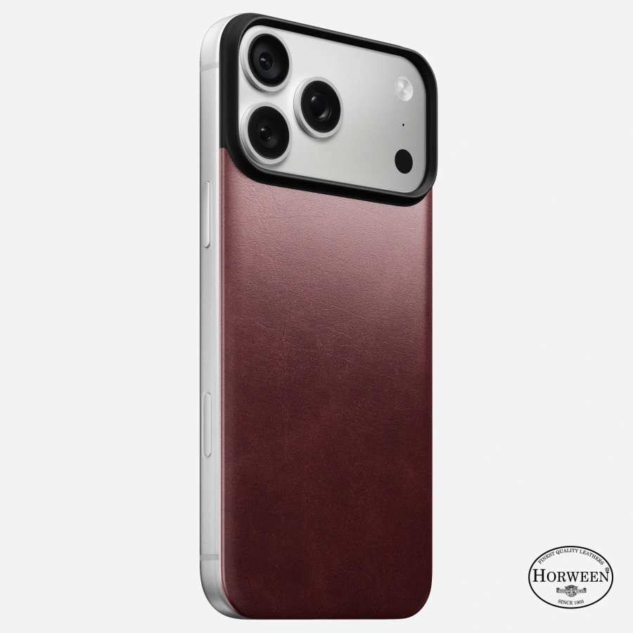Чехол Nomad Magnetic Horween Leather Back Case for iPhone 18 Pro/17 Pro - Burgundy Chromexcel [Limited Edition] (NM009391858)