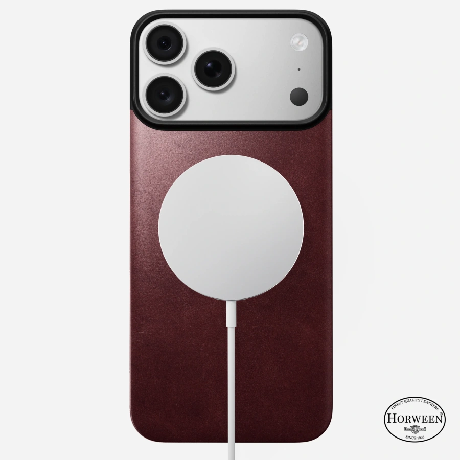 Чехол Nomad Magnetic Horween Leather Back Case for iPhone 18 Pro/17 Pro - Burgundy Chromexcel [Limited Edition] (NM009391858)