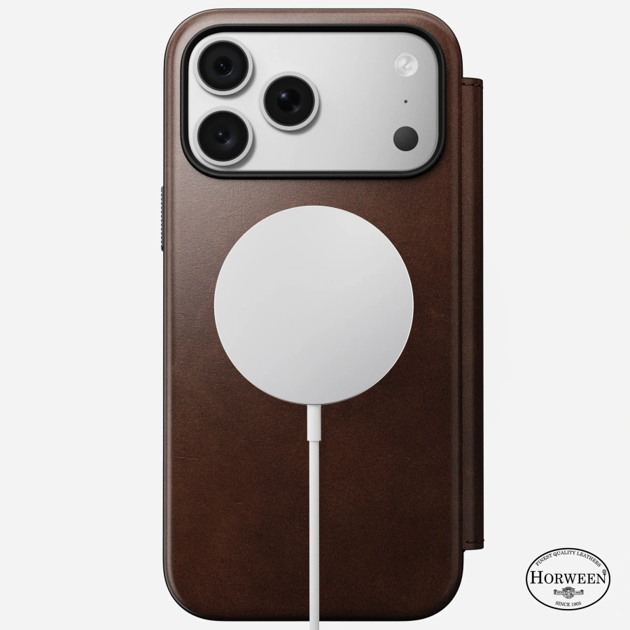 Чохол Nomad Modern Horween Leather Folio Case for iPhone 18 Pro/17 Pro - Rustic Brown (NM009056858)