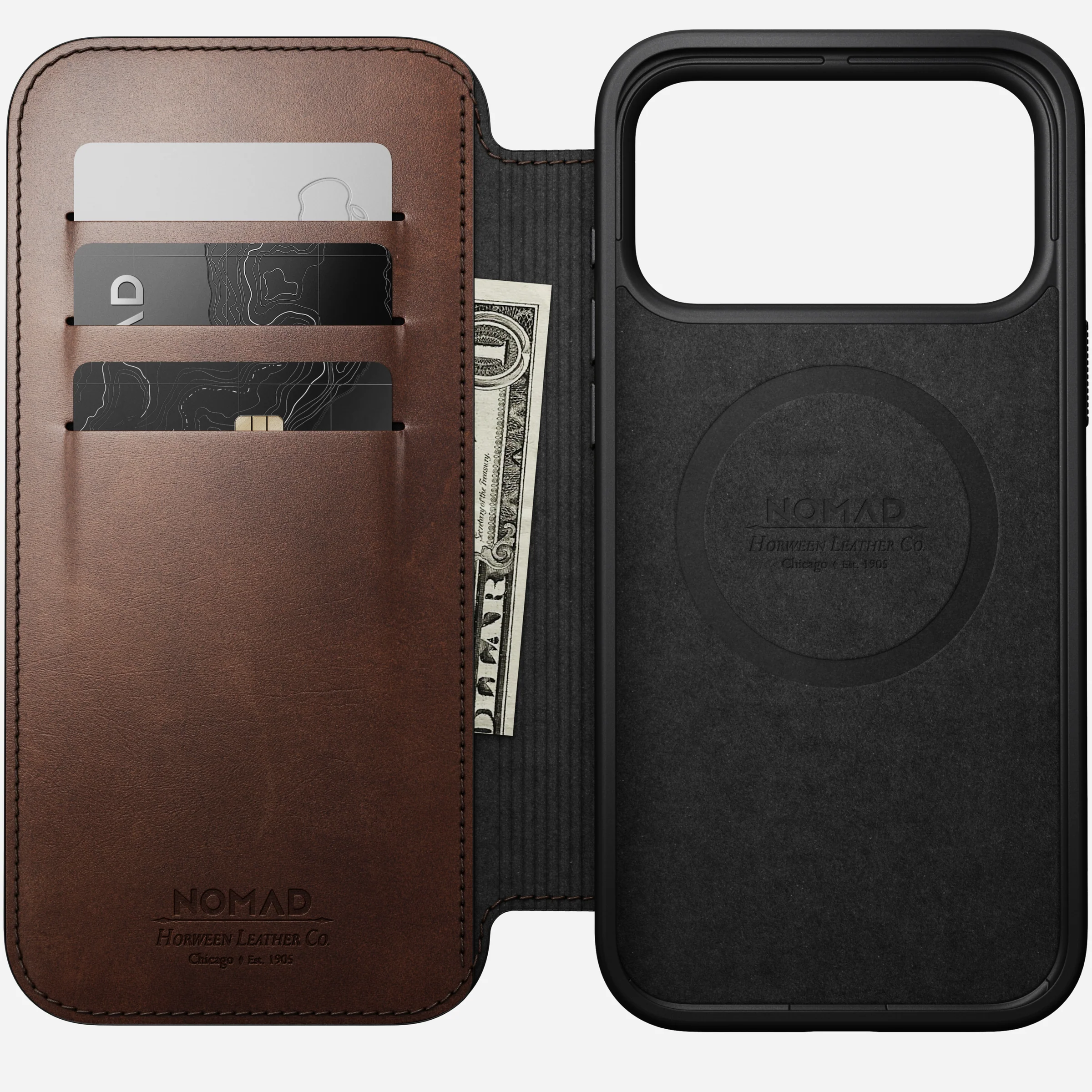 Чохол Nomad Modern Horween Leather Folio Case for iPhone 18 Pro/17 Pro - Rustic Brown (NM009056858)