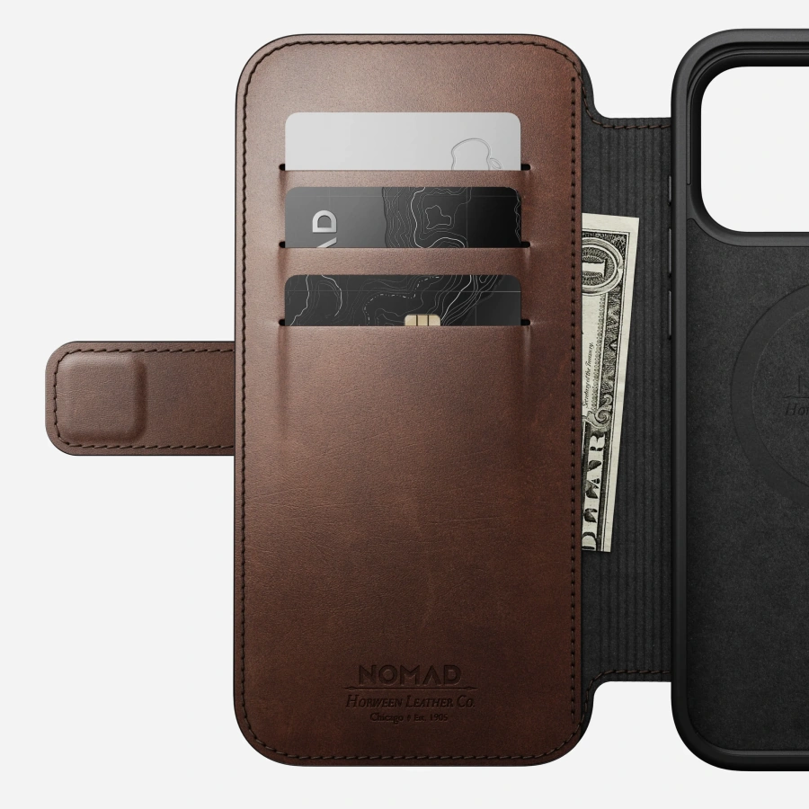 Чохол Nomad Modern Horween Leather Folio Case for iPhone 18 Pro Max/17 Pro Max - Rustic Brown (NM017996858)