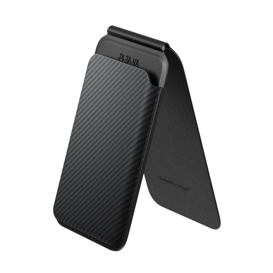 Магнітний гаманець-підставка Pitaka Magnetic Stand Woven Wallet - 600D Black/Grey [Twill]