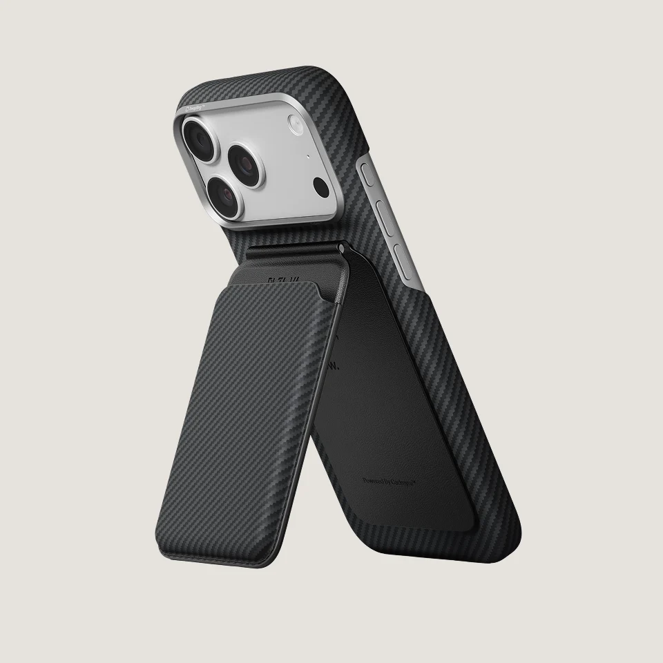 Магнітний гаманець-підставка Pitaka Magnetic Stand Woven Wallet - 600D Black/Grey [Twill]