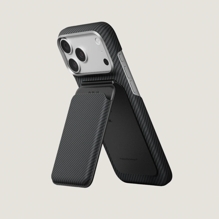 Магнітний гаманець-підставка Pitaka Magnetic Stand Woven Wallet - 600D Black/Grey [Twill]