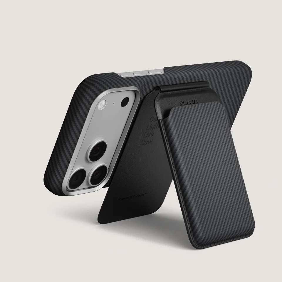 Магнітний гаманець-підставка Pitaka Magnetic Stand Woven Wallet - 600D Black/Grey [Twill]