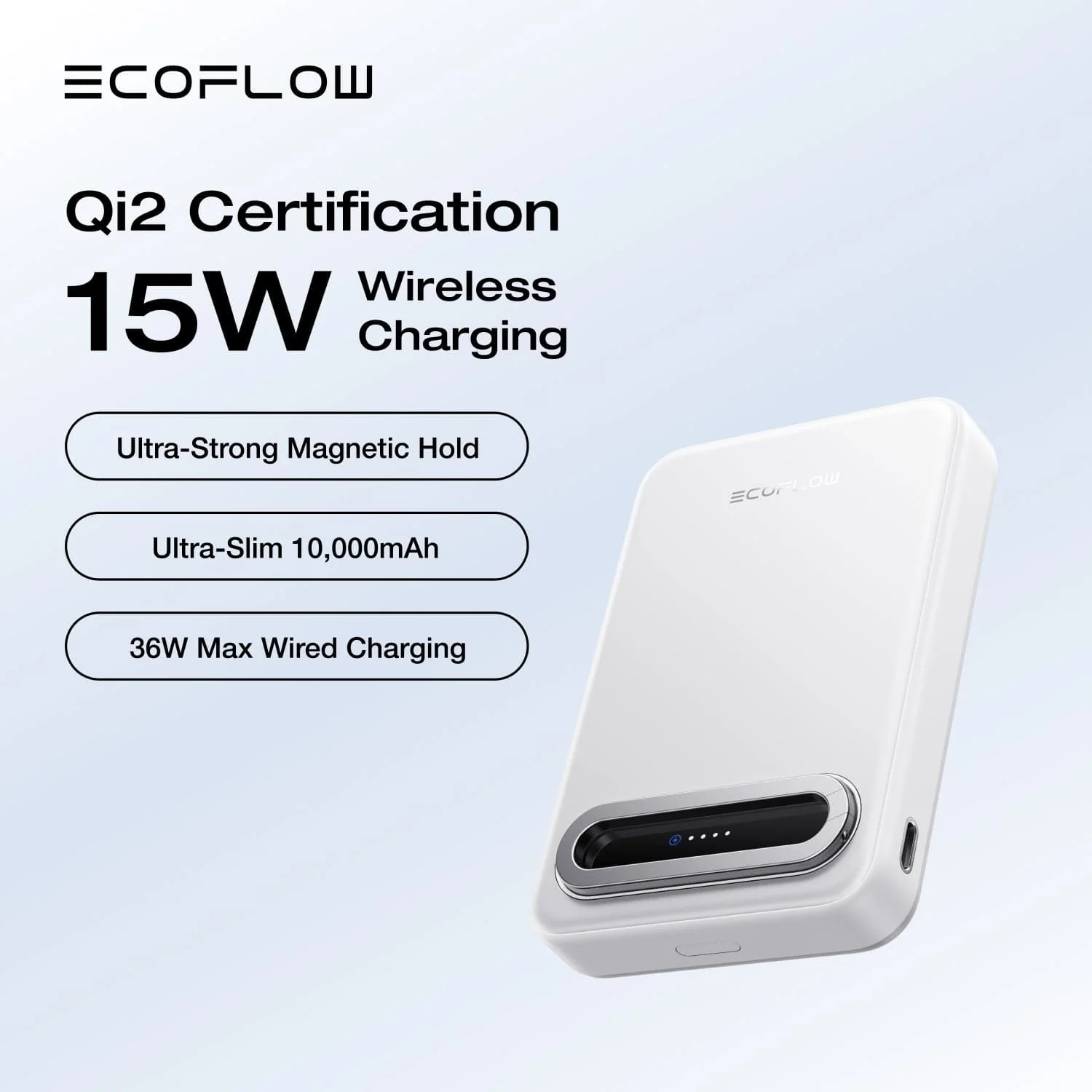 Магнітний павербанк з підставкою EcoFlow RAPID Mag Qi2 10000mAh 15W/36W - Black (EF-RAPIDQI2-10K-B)