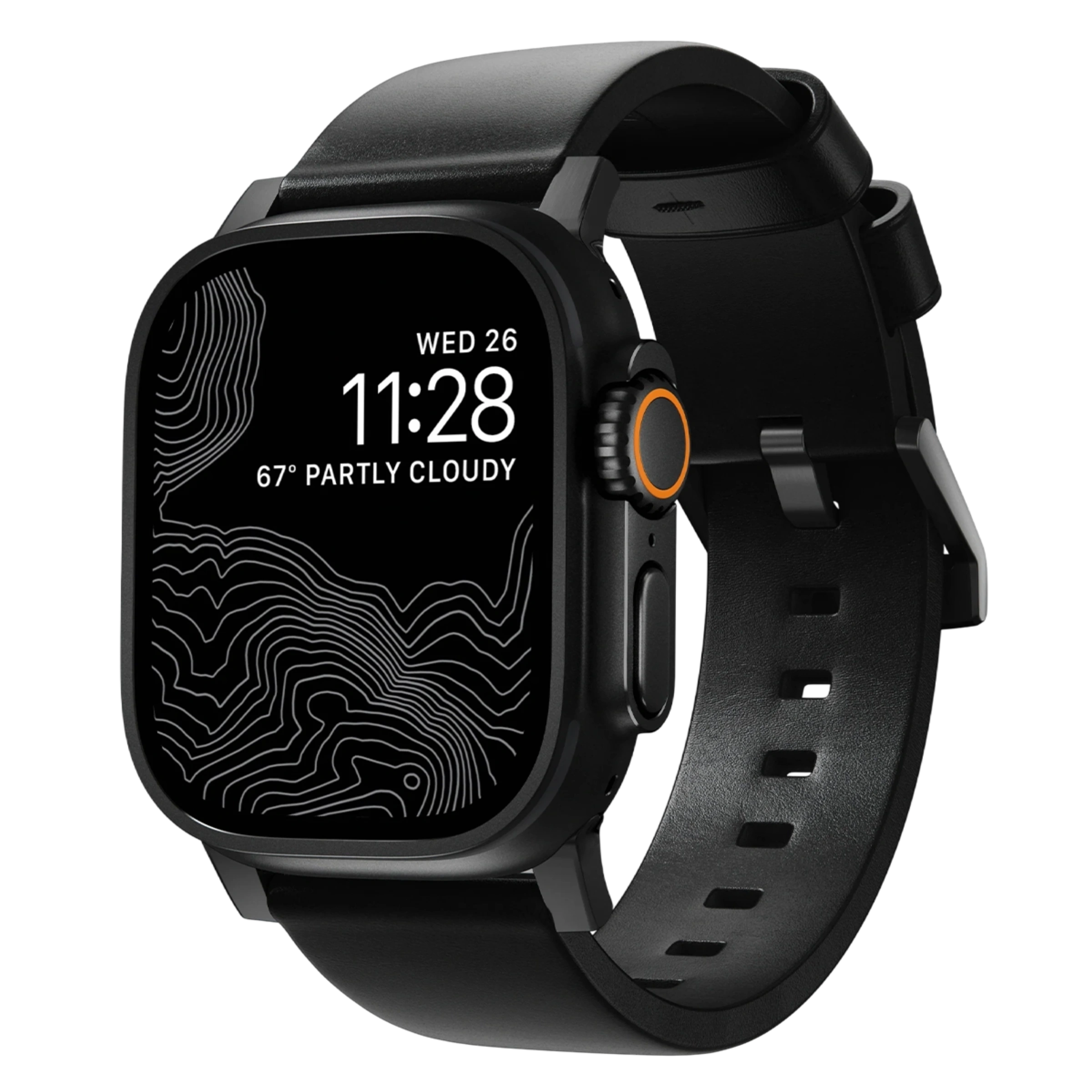 Ремінець Nomad Modern Horween Leather Band Black Hardware 46mm/49mm - Black (NM1A41BM00)