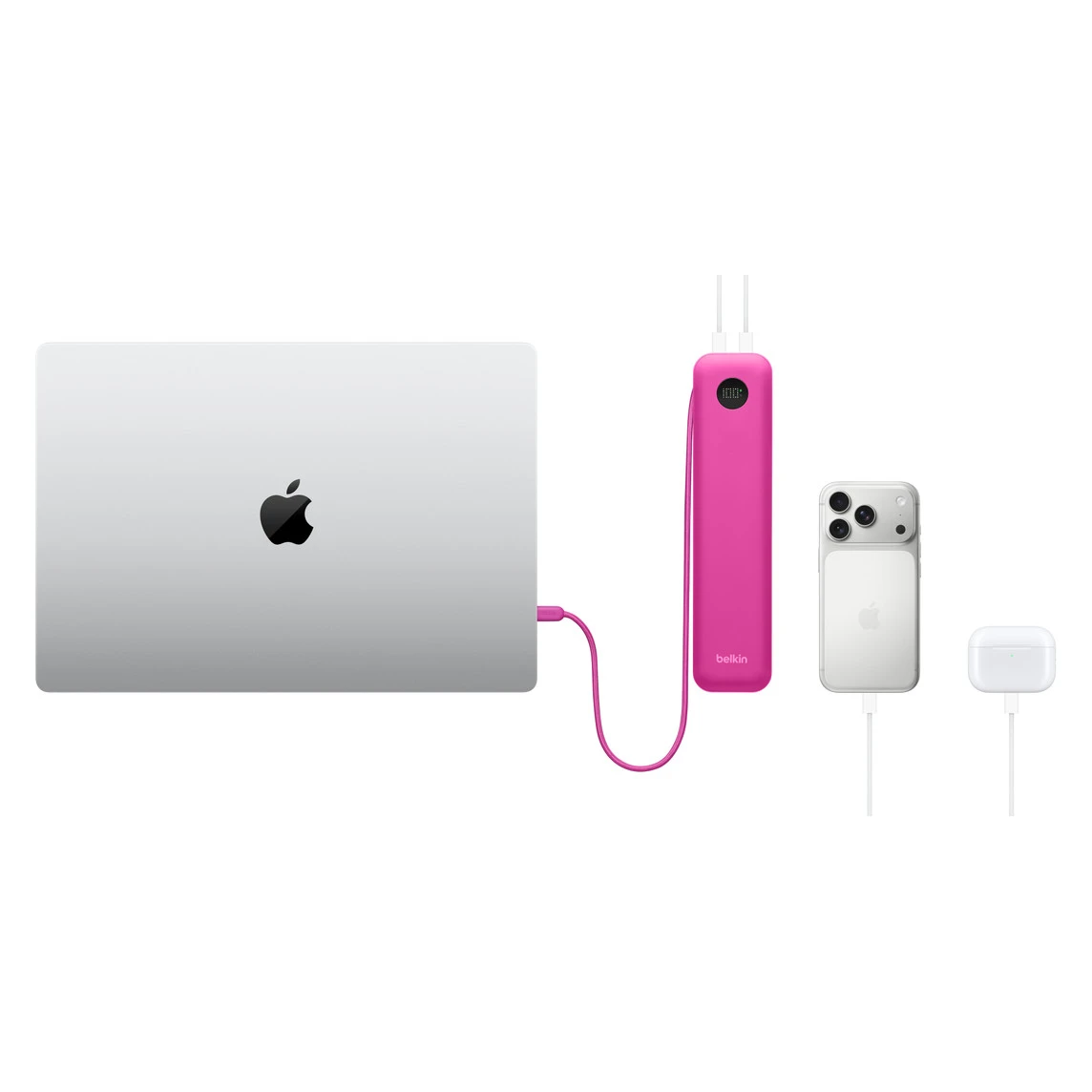 Павербанк Belkin UltraCharge Pro Powerbank 20000mAh 70W with Integrated Cable - Pink (745883964536)