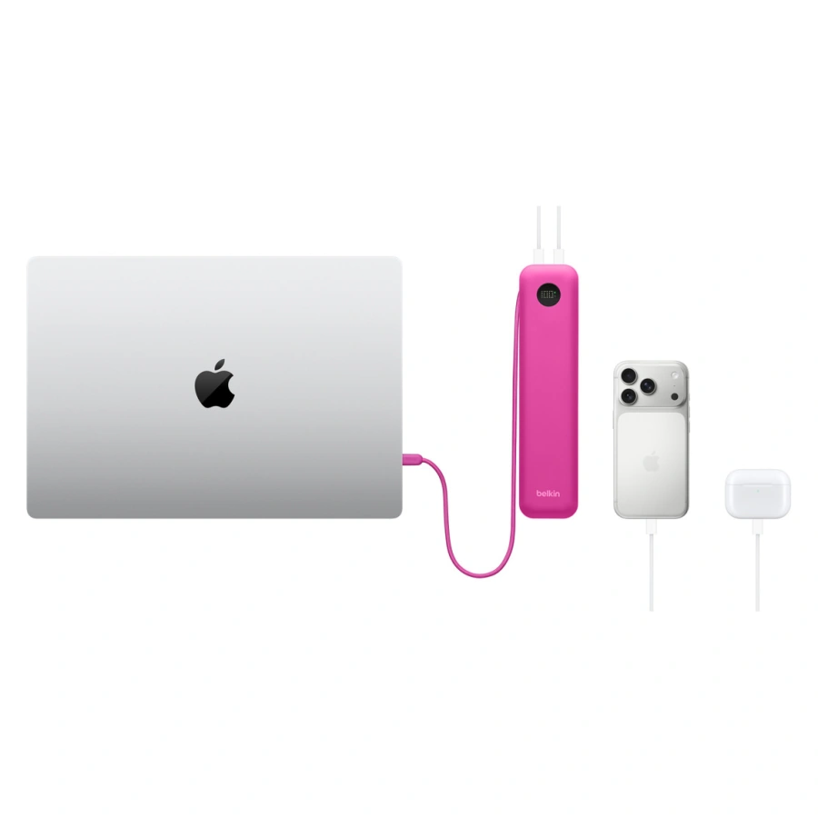 Павербанк Belkin UltraCharge Pro Powerbank 20000mAh 70W with Integrated Cable - Pink (745883964536)