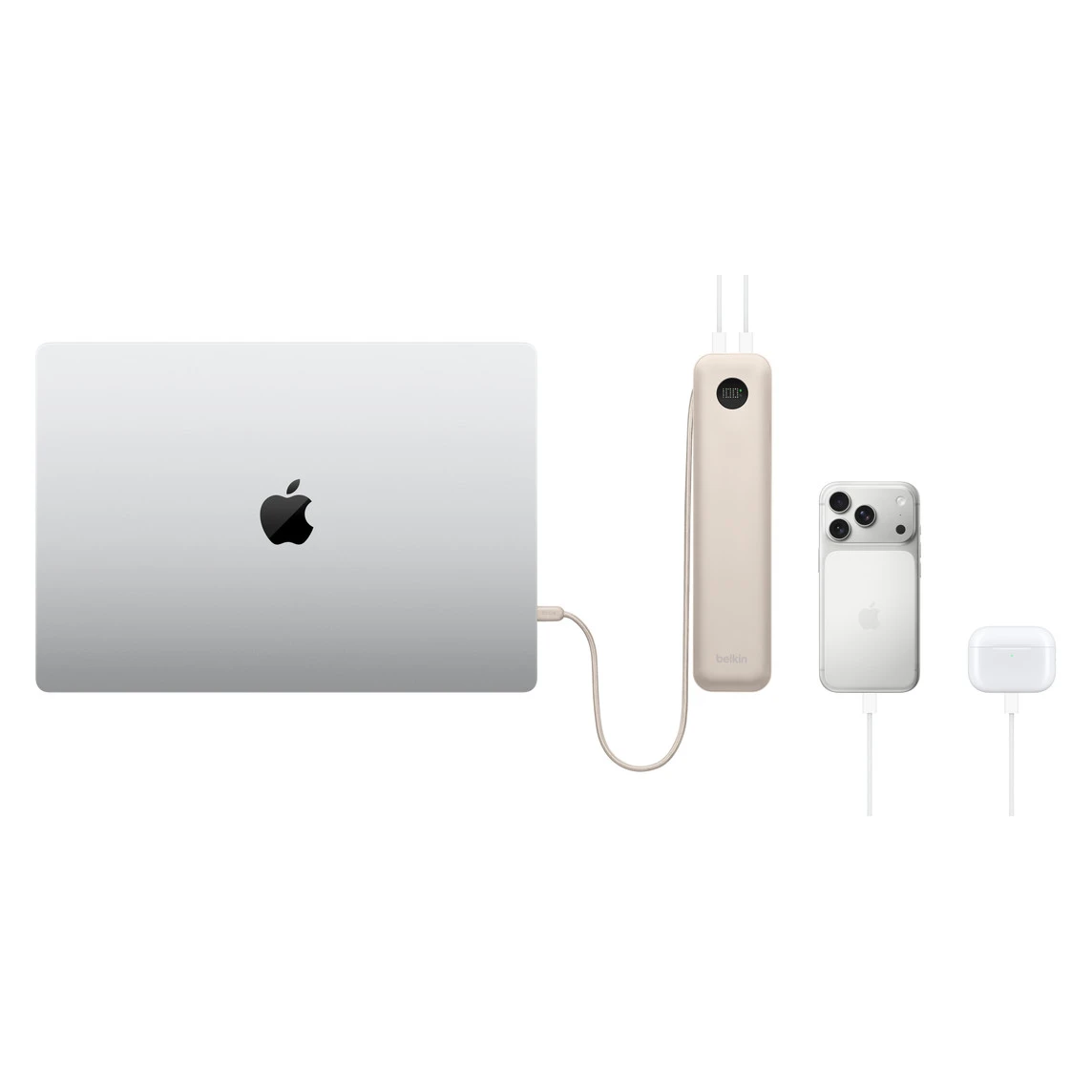 Павербанк Belkin UltraCharge Pro Powerbank 20000mAh 70W with Integrated Cable - Sand (BPB043gqSA-APL)