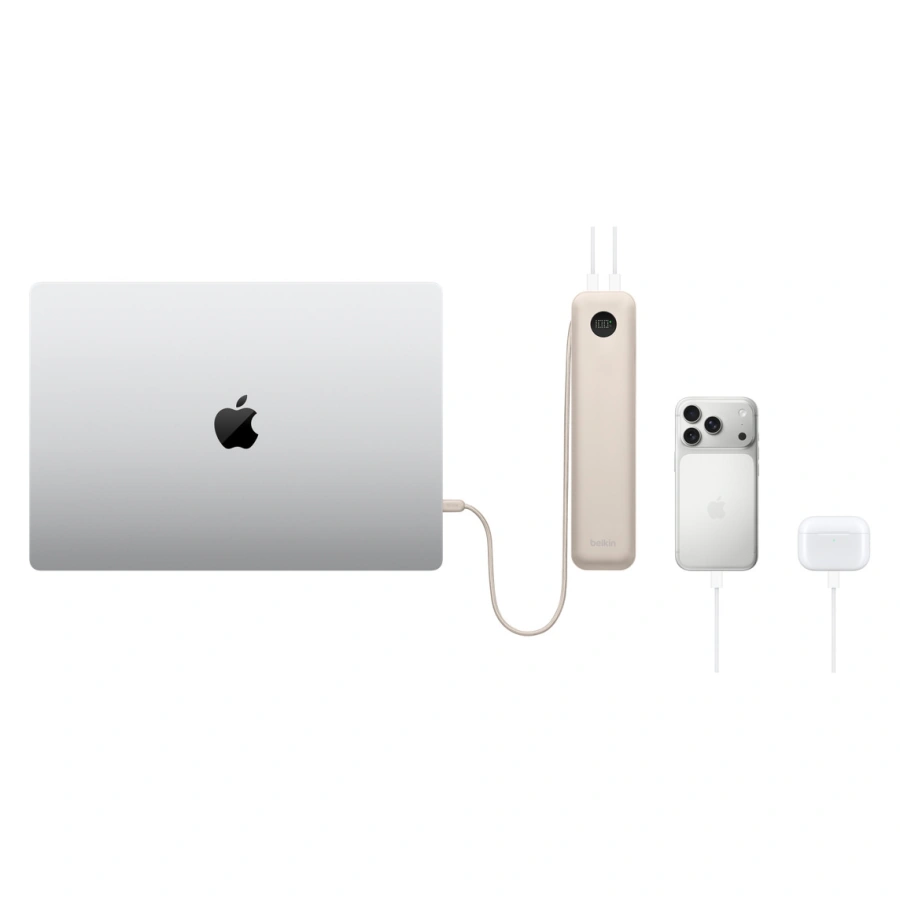 Павербанк Belkin UltraCharge Pro Powerbank 20000mAh 70W with Integrated Cable - Sand (BPB043gqSA-APL)