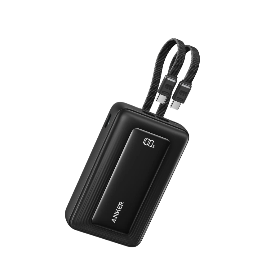 Павербанк со встроенными кабелями Anker Zolo Power Bank 20000mAh 45W with Built-In Dual USB-C Cables - Black (A110MH12)