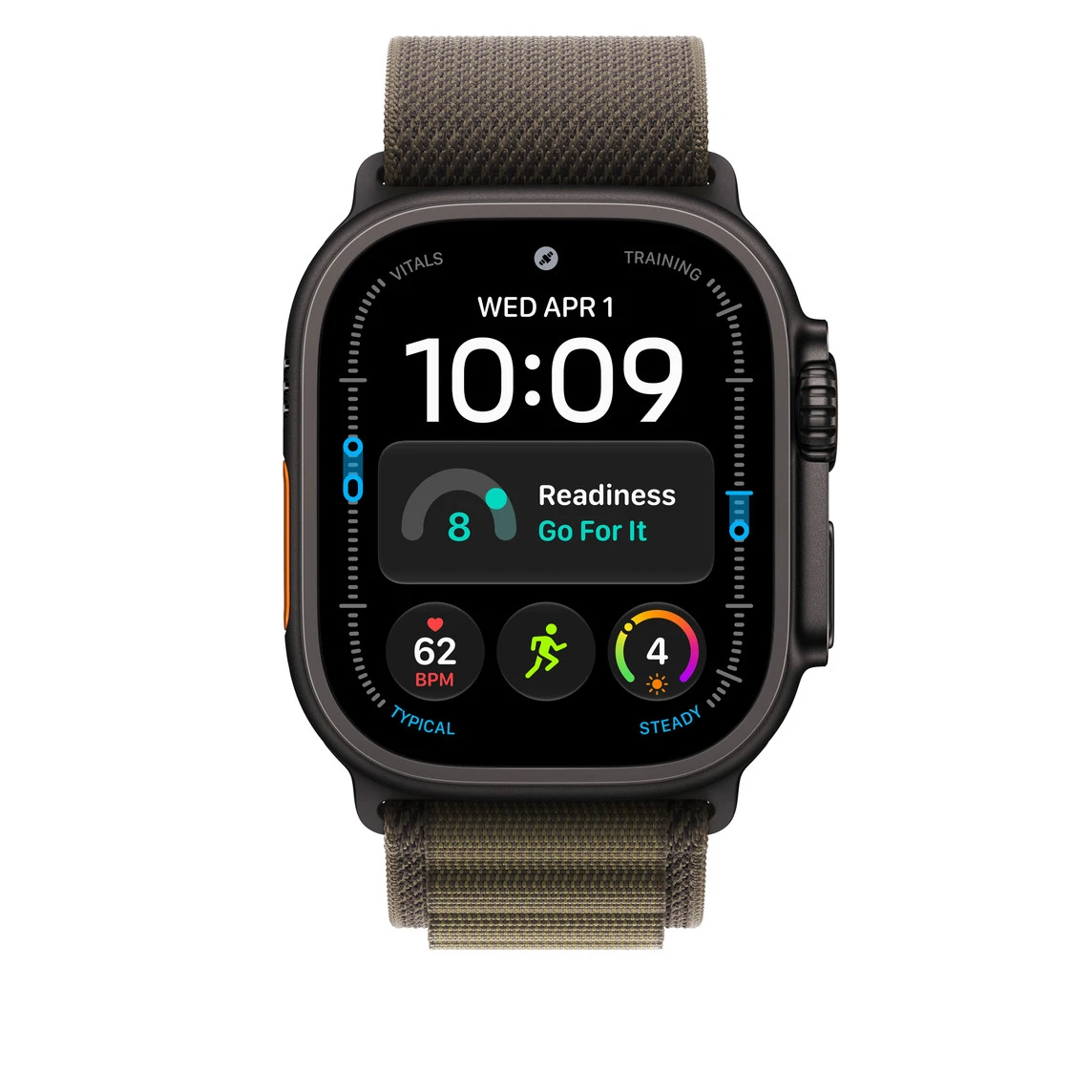 Ремінець Apple Alpine Loop Dark Olive - Black Titanium Finish для Apple Watch 44/45/46/49mm - Medium (MKDX4)