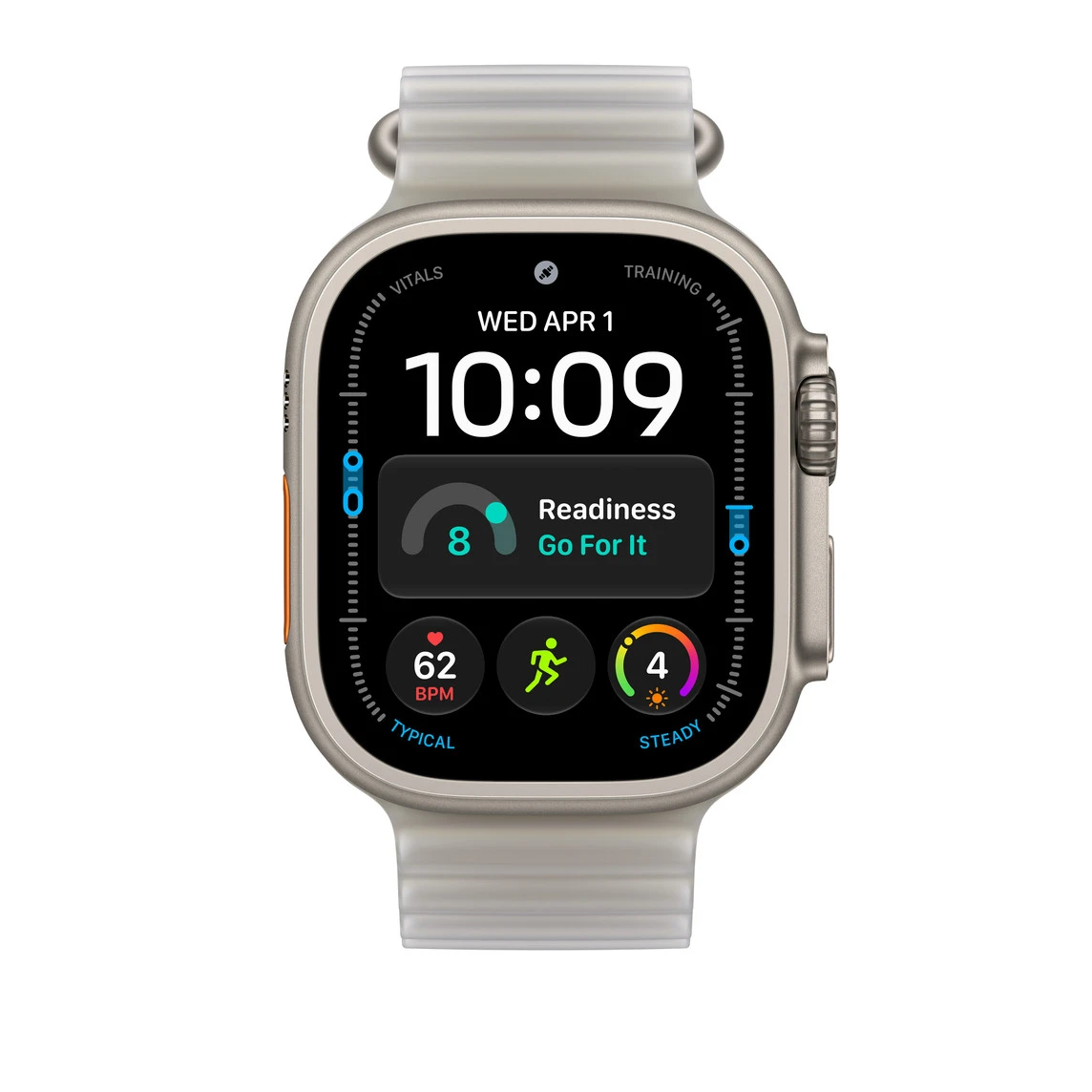 Ремешок Apple Translucent Gray Ocean Band - Natural Titanium Finish для Apple Watch 44/45/46/49mm (MK7K4)