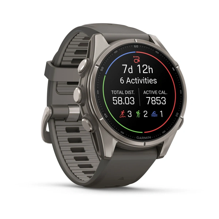 Смарт-годинник Garmin Fenix 9 43mm Titanium with Pebble Gray Silicone Band (010-04761-10/11)