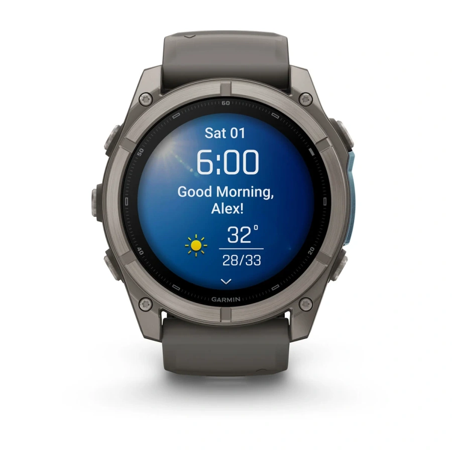 Смарт-годинник Garmin Fenix 9 51mm Titanium with Pebble Gray Silicone Band (010-04763-00/01)