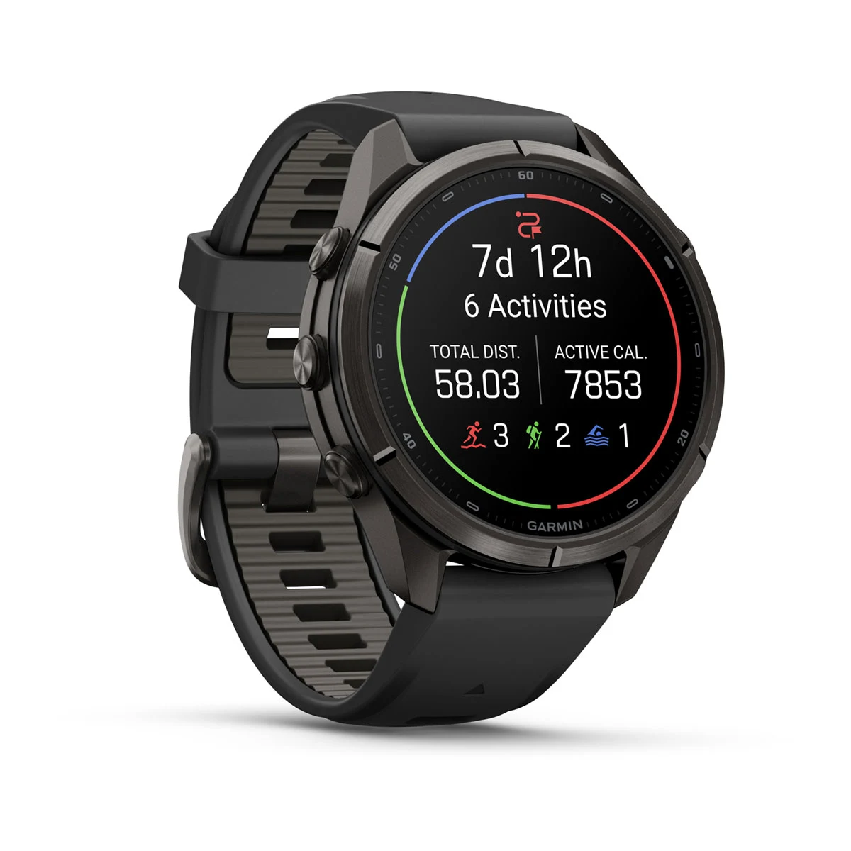 Смарт-годинник Garmin Fenix 9 Pro 43mm Carbon Gray DLC Titanium Case with Black/Pebble Gray Silicone Band (010-04335-15/16)