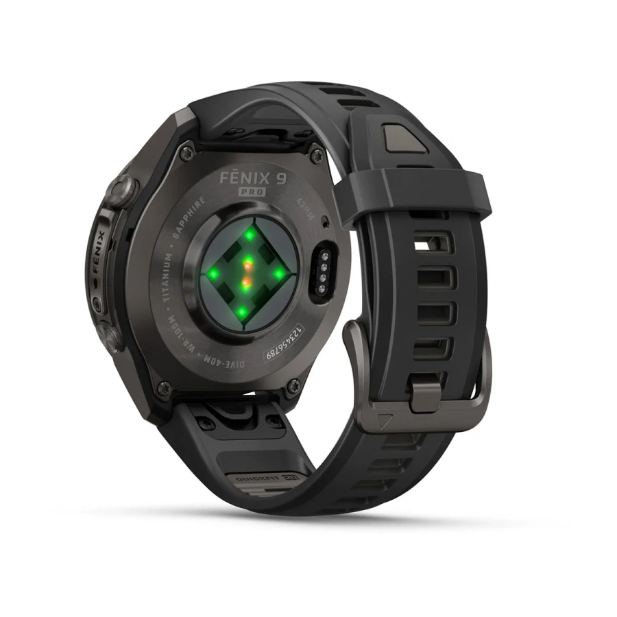 Смарт-годинник Garmin Fenix 9 Pro 43mm Carbon Gray DLC Titanium Case with Black/Pebble Gray Silicone Band (010-04335-15/16)