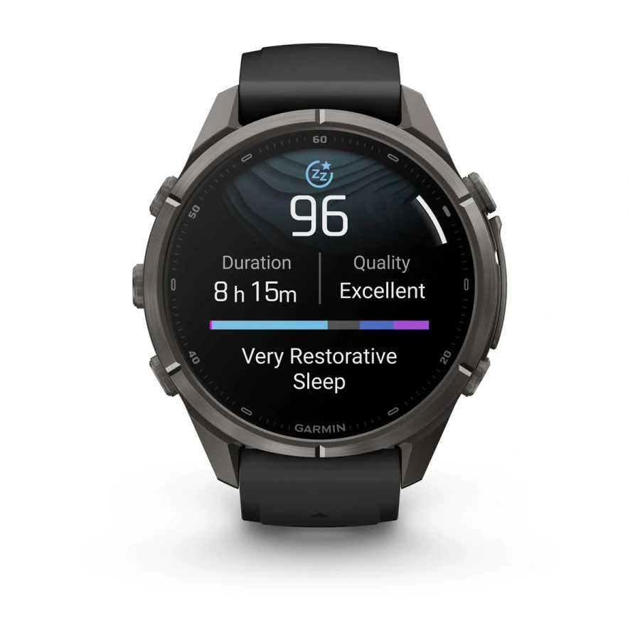 Смарт-годинник Garmin Fenix 9 Pro 43mm Carbon Gray DLC Titanium Case with Black/Pebble Gray Silicone Band (010-04335-15/16)