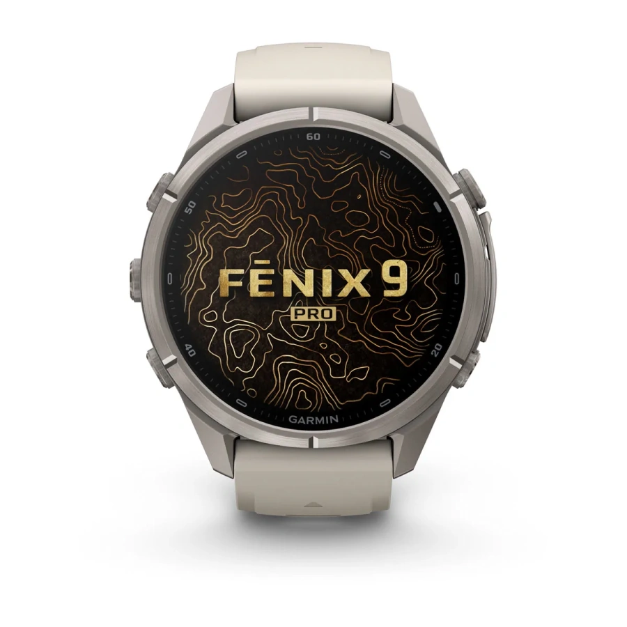 Смарт-годинник Garmin Fenix 9 Pro 43mm Titanium Case with Fog Gray/Dark Sandstone Silicone Band (010-04335-85/86)