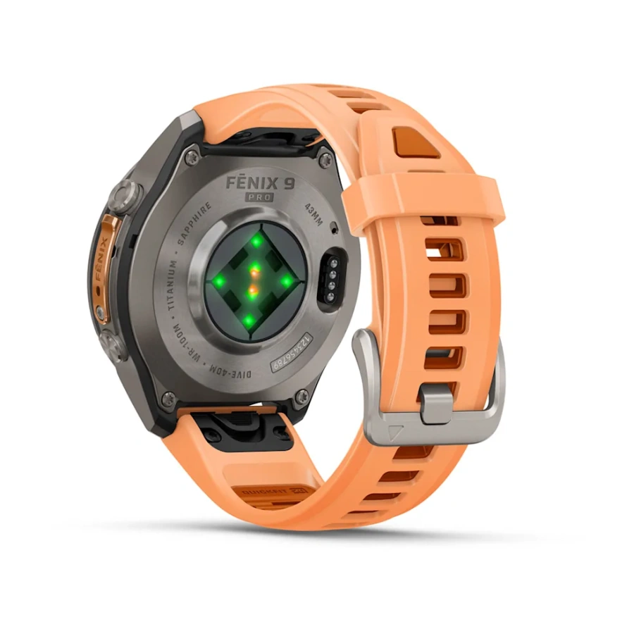 Смарт-годинник Garmin Fenix 9 Pro 43mm Titanium Case with Shell Pink/Autumn Orange Silicone Band (010-04335-05/06)