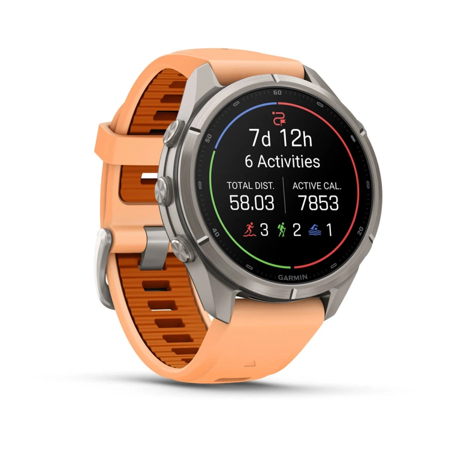 Смарт-годинник Garmin Fenix 9 Pro 43mm Titanium Case with Shell Pink/Autumn Orange Silicone Band (010-04335-05/06)