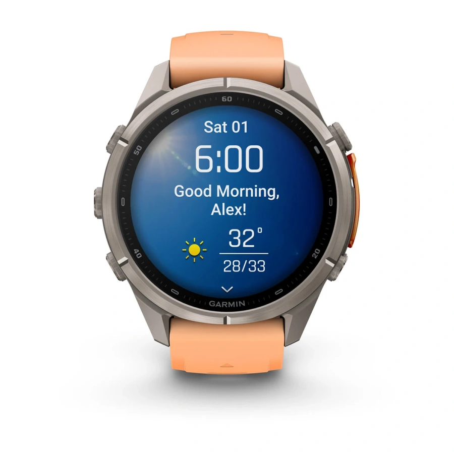 Смарт-годинник Garmin Fenix 9 Pro 43mm Titanium Case with Shell Pink/Autumn Orange Silicone Band (010-04335-05/06)