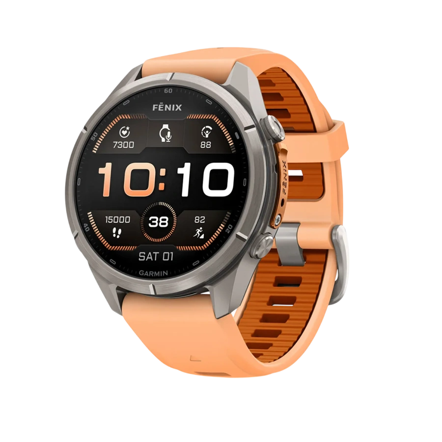Смарт-годинник Garmin Fenix 9 Pro 43mm Titanium Case with Shell Pink/Autumn Orange Silicone Band (010-04335-05/06)