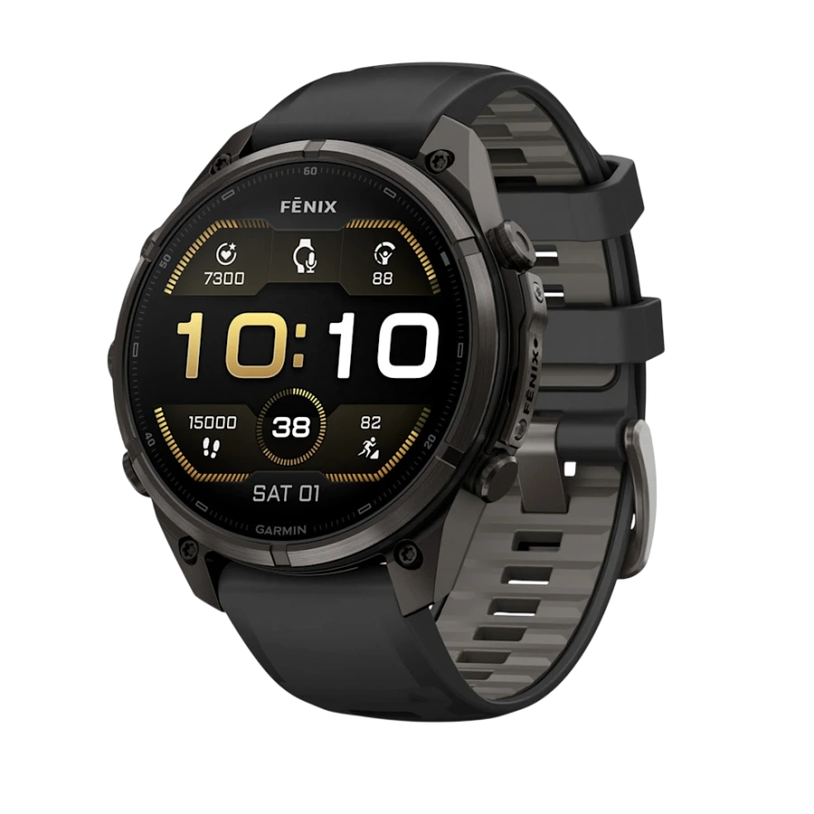 Смарт-годинник Garmin Fenix 9 Pro 47mm Carbon Gray DLC Titanium Case with Black/Pebble Gray Silicone Band (010-04336-15/16)