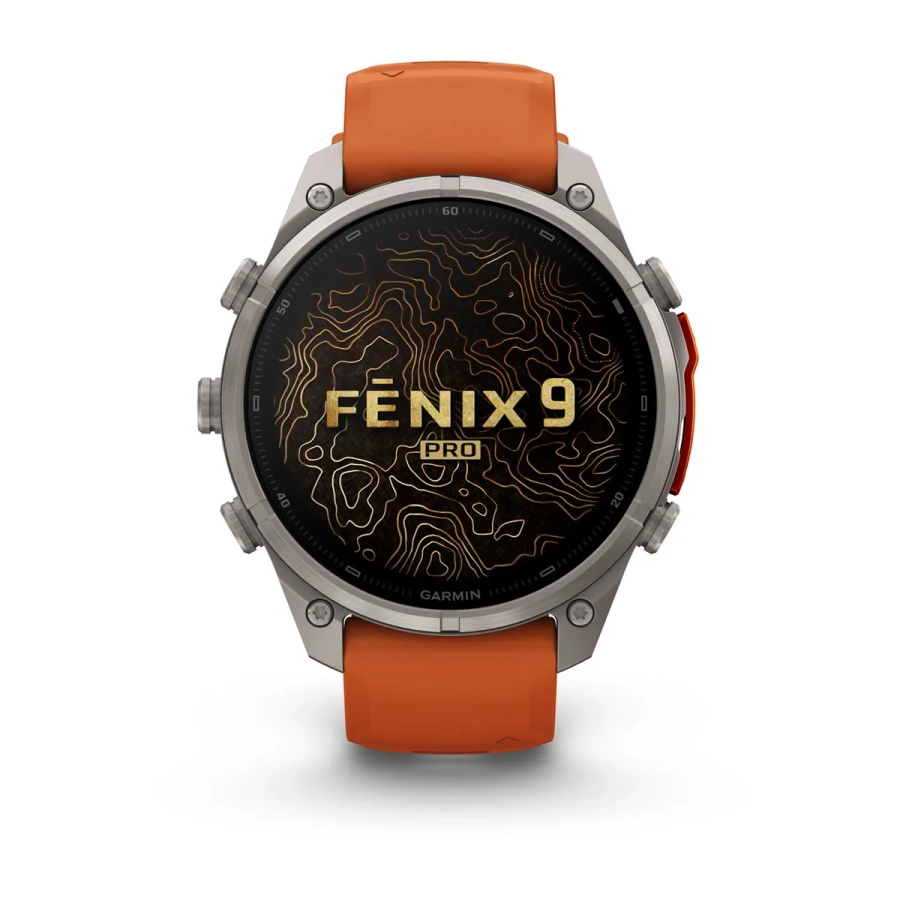 Смарт-годинник Garmin Fenix 9 Pro 47mm Titanium Case with Autumn Orange/Spark Orange Silicone Band (010-04336-05/06)
