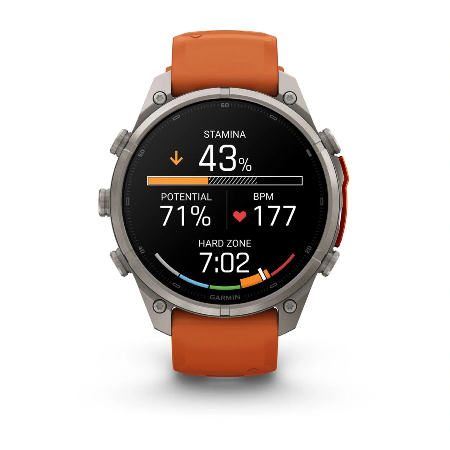 Смарт-годинник Garmin Fenix 9 Pro 47mm Titanium Case with Autumn Orange/Spark Orange Silicone Band (010-04336-05/06)