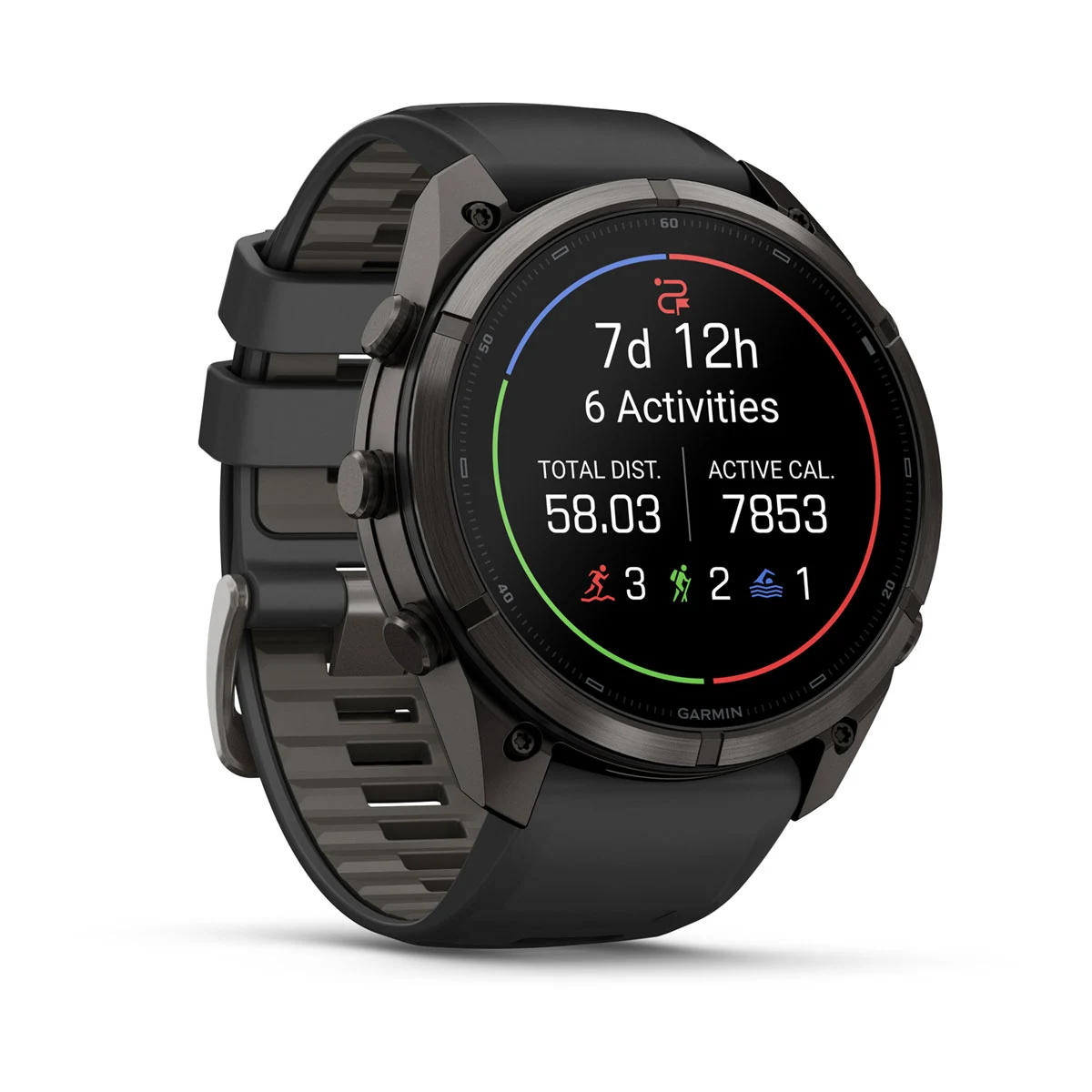 Смарт-годинник Garmin Fenix 9 Pro inReach 51mm Carbon Gray DLC Titanium Case with Black/Pebble Gray Silicone Band (010-04337-10/11)