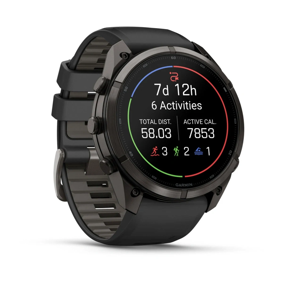 Смарт-годинник Garmin Fenix 9 Pro inReach 51mm Carbon Gray DLC Titanium Case with Black/Pebble Gray Silicone Band (010-04337-10/11)