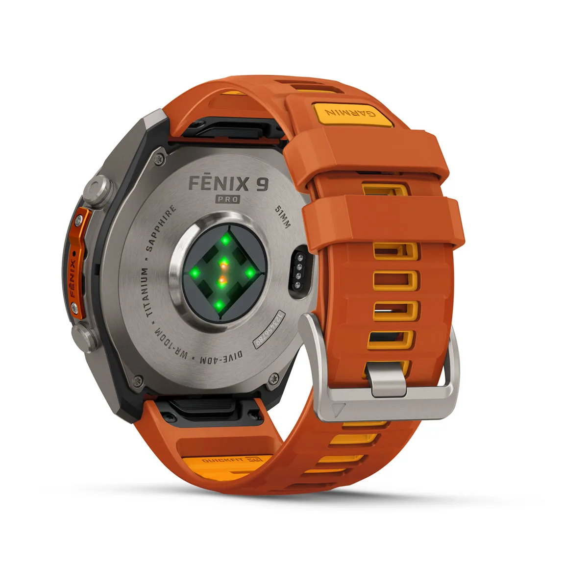 Смарт-годинник Garmin Fenix 9 Pro 51mm Titanium Case with Autumn Orange/Spark Orange Silicone Band (010-04337-05/06)