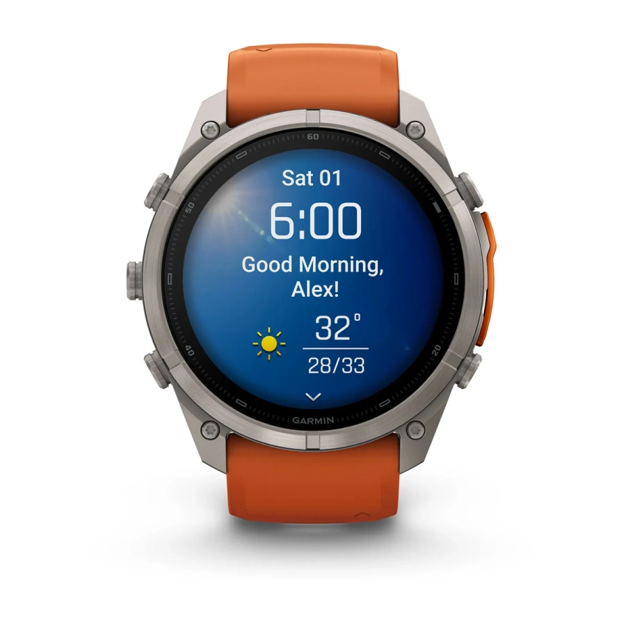 Смарт-годинник Garmin Fenix 9 Pro 51mm Titanium Case with Autumn Orange/Spark Orange Silicone Band (010-04337-05/06)