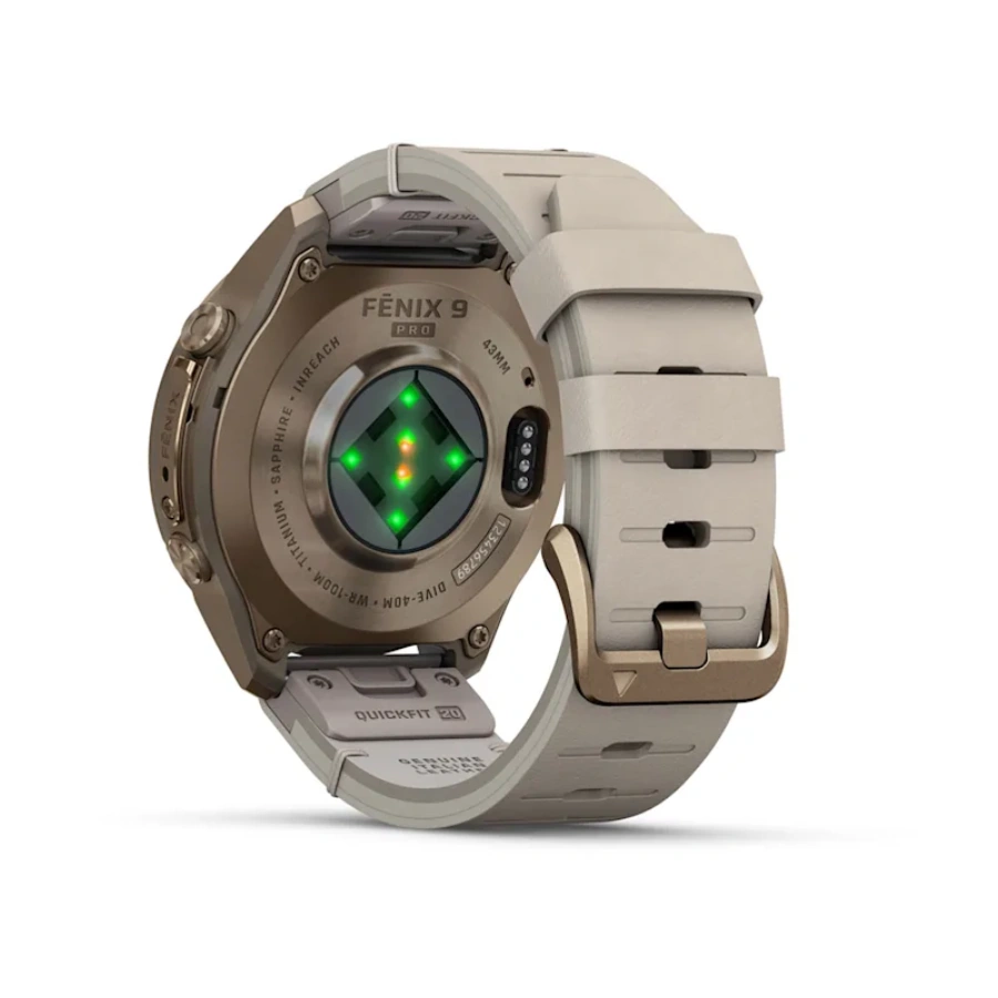 Смарт-годинник Garmin Fenix 9 Pro inReach 43mm Autumn Gold Titanium Case with Bone Leather Band (010-04335-40)