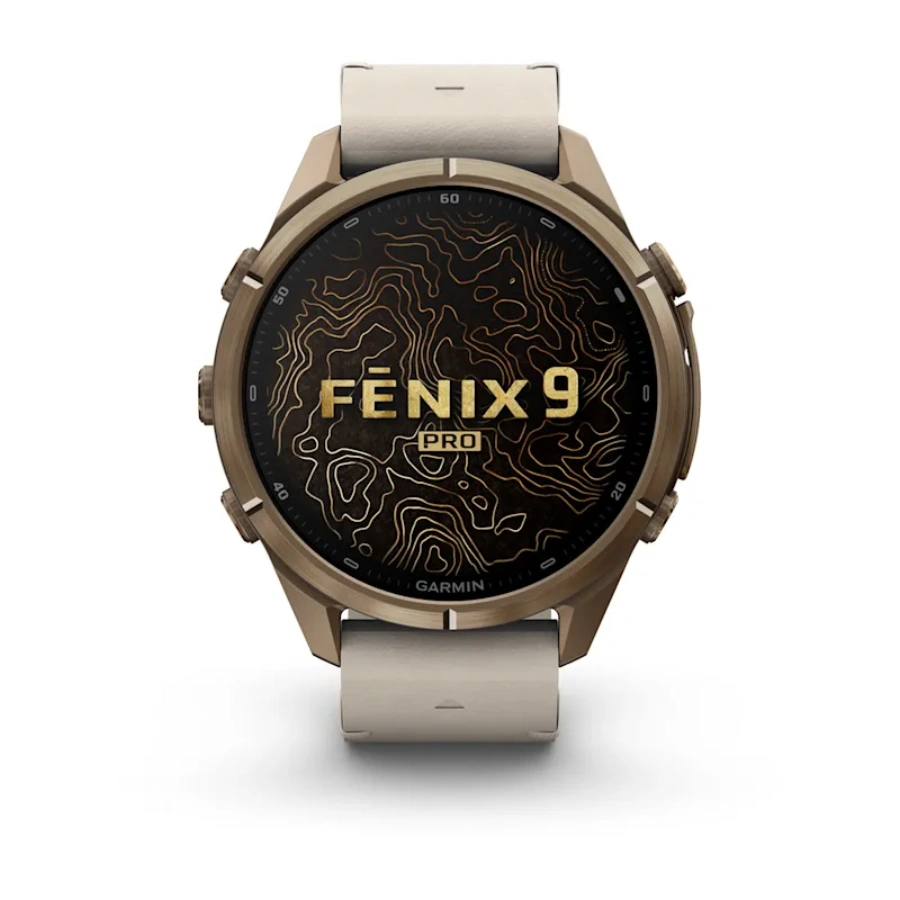 Смарт-годинник Garmin Fenix 9 Pro inReach 43mm Autumn Gold Titanium Case with Bone Leather Band (010-04335-40)
