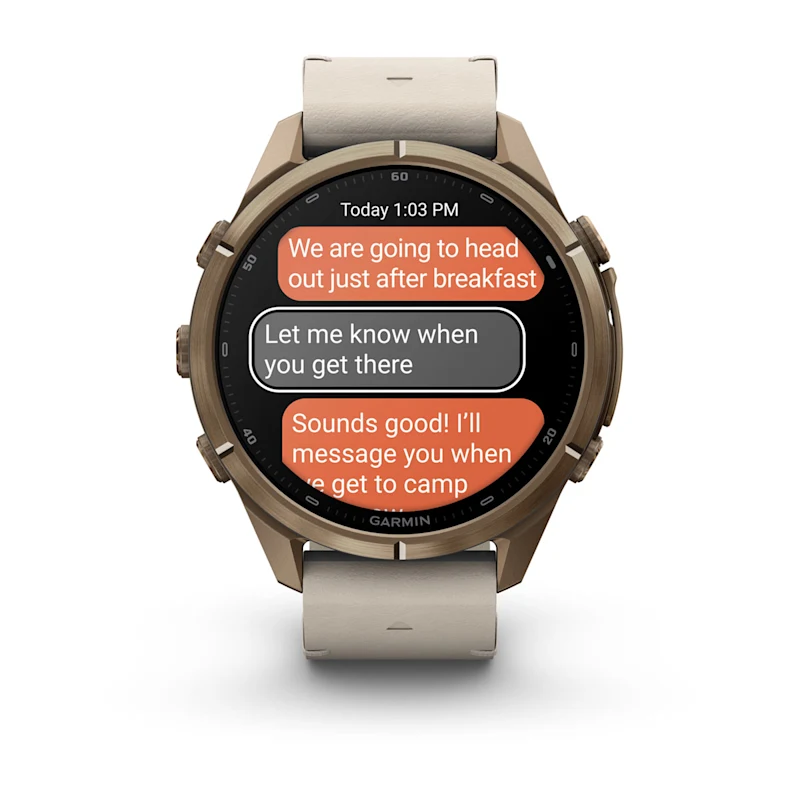 Смарт-годинник Garmin Fenix 9 Pro inReach 43mm Autumn Gold Titanium Case with Bone Leather Band (010-04335-40)