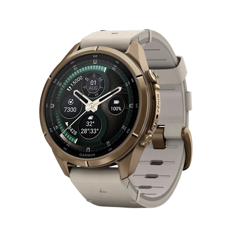 Смарт-годинник Garmin Fenix 9 Pro inReach 43mm Autumn Gold Titanium Case with Bone Leather Band (010-04335-40)